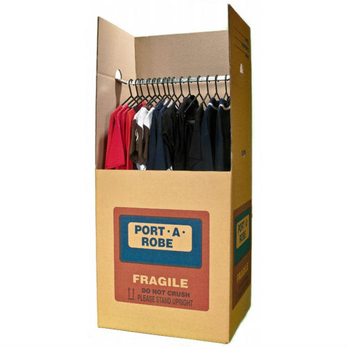 port-a-robe box storing clothes that are hung up